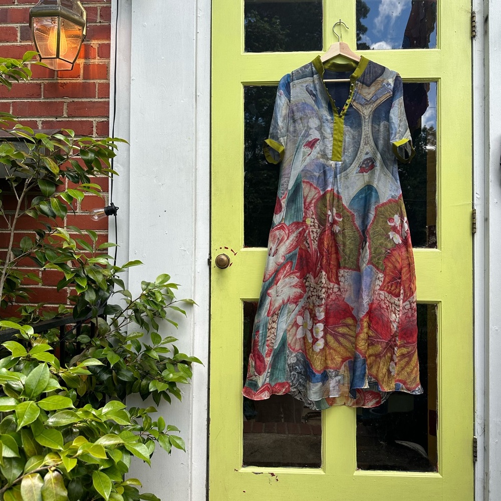 Colorful Silk Floral Dress